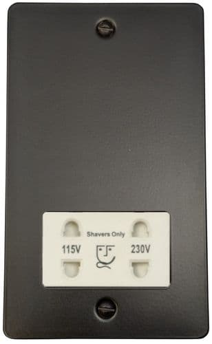 G&H FFB30W Flat Plate Matt Black Dual Voltage Shaver Socket 115-230V