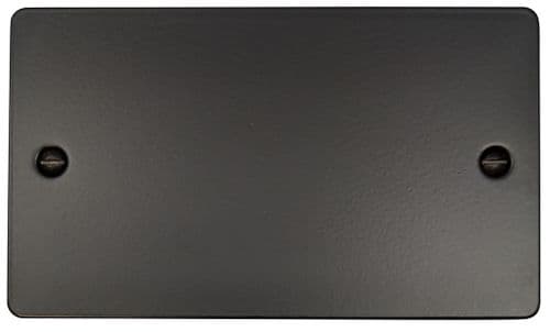 G&H FFB32 Flat Plate Matt Black 2 Gang Double Blank Plate