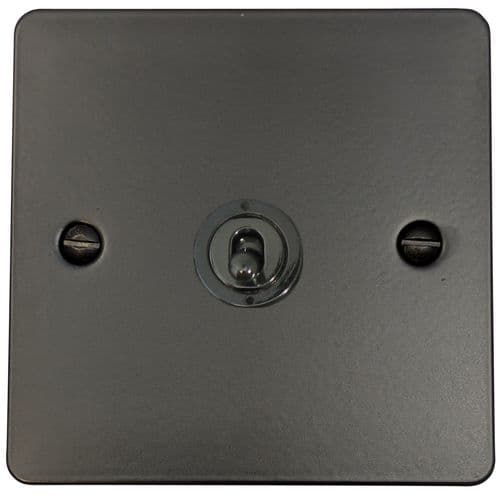 G&H FFB385-BN Flat Plate Matt Black 1 Gang Intermediate Toggle Light Switch