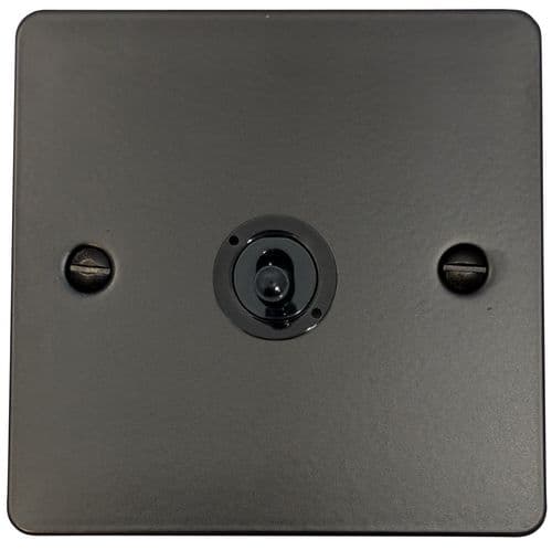 G&H FFB385-FBK Flat Plate Matt Black 1 Gang Intermediate Toggle Light Switch