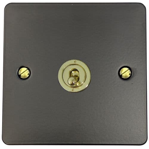G&H FFB385-PB Flat Plate Matt Black 1 Gang Intermediate Toggle Light Switch