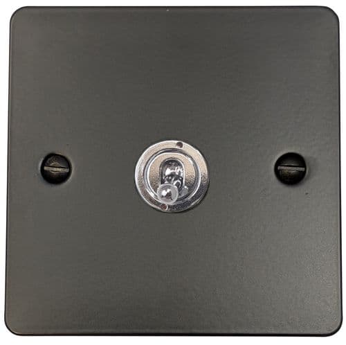 G&H FFB385-PC Flat Plate Matt Black 1 Gang Intermediate Toggle Light Switch