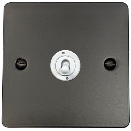 G&H FFB385-W Flat Plate Matt Black 1 Gang Intermediate Toggle Light Switch