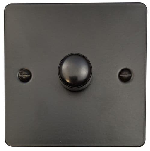 G&H FFB521 Flat Plate Matt Black 1 Gang 1 or 2 Way LED Dimmer Switch