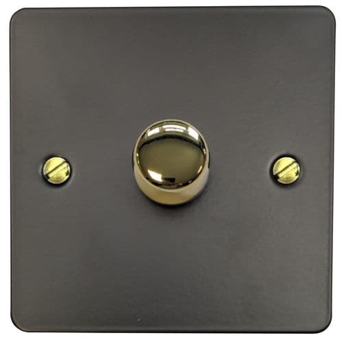 G&H FFB521-PB Flat Plate Matt Black 1 Gang 1 or 2 Way LED Dimmer Switch