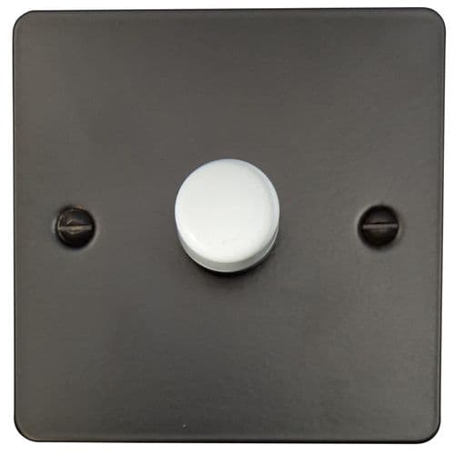 G&H FFB521-W Flat Plate Matt Black 1 Gang 1 or 2 Way LED Dimmer Switch