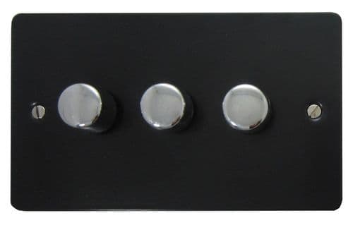 G&H FFB523-PC Flat Plate Matt Black 3 Gang 1 or 2 Way LED Dimmer Switch