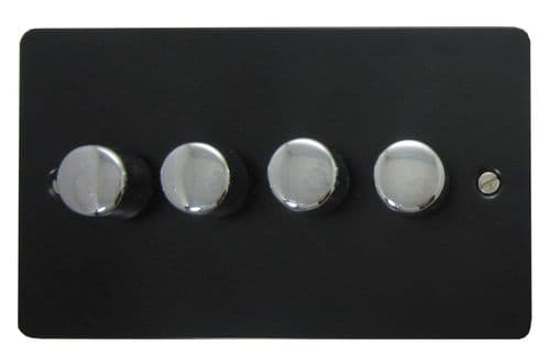 G&H FFB524-PC Flat Plate Matt Black 4 Gang 1 or 2 Way LED Dimmer Switch
