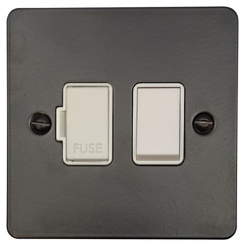 G&H FFB57W Flat Plate Matt Black 1 Gang Fused Spur 13A Switched