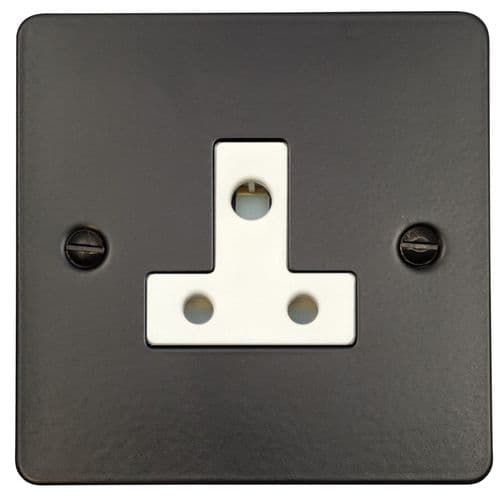 G&H FFB59W Flat Plate Matt Black 1 Gang Single 5 Amp Plug Socket