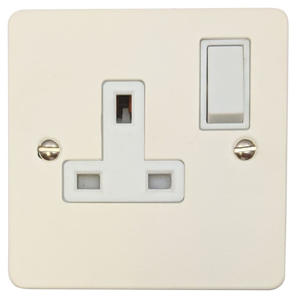 G&H FW9W Flat Plate Matt White 1 Gang Single 13A Switched Plug Socket