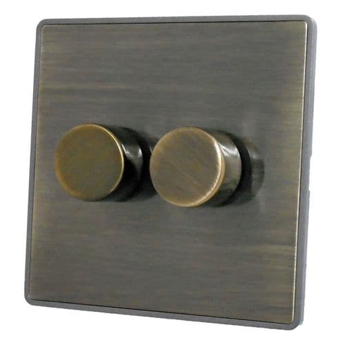 G&H LAB522 Screwless Antique Brass 2 Gang 1 or 2 Way LED Dimmer Switch