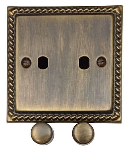 G&H MAB12-PK Monarch Roped Antique Brass 2 Gang Dimmer Plate Only inc Dimmer Knobs