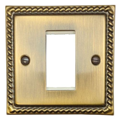 G&H MAB161 Monarch Roped Antique Brass 1 Gang 1 Euro Module Plate