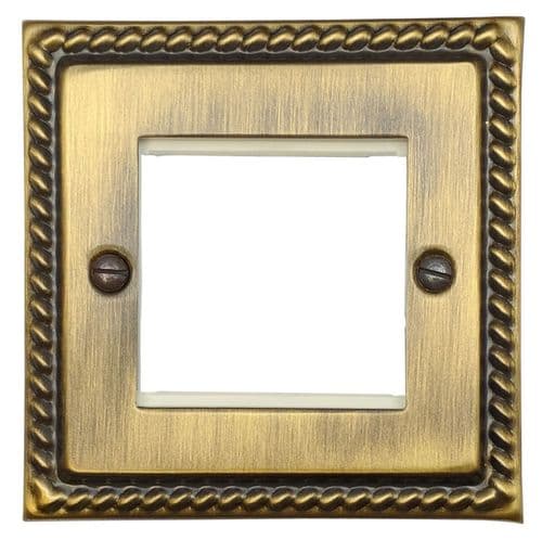 G&H MAB162 Monarch Roped Antique Brass 1 Gang 2 Euro Module Plate