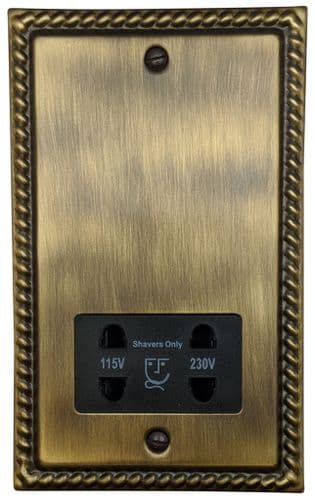 G&H MAB30B Monarch Roped Antique Brass Dual Voltage Shaver Socket 115-230V