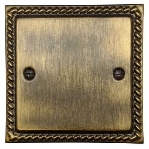 G&H MAB31 Monarch Roped Antique Brass 1 Gang Single Blank Plate