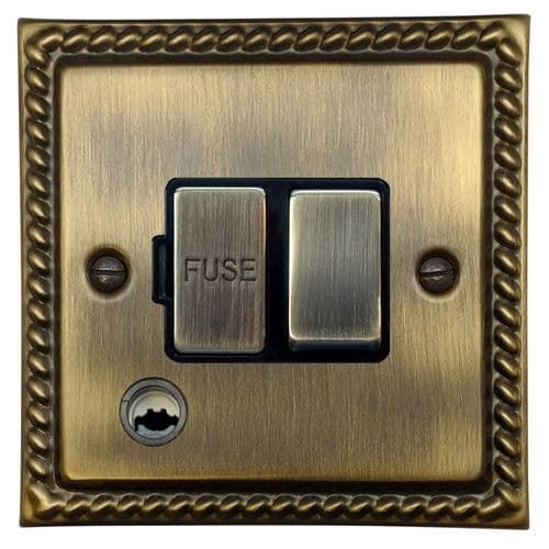 G&H MAB356 Monarch Roped Antique Brass 1 Gang Fused Spur 13A Switched & Flex Outlet