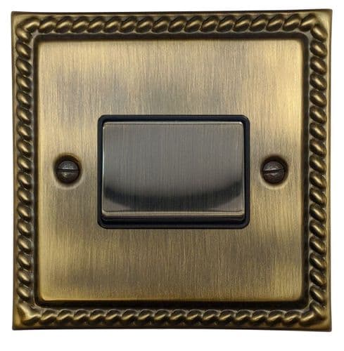 G&H MAB369 Monarch Roped Antique Brass 1 Gang Triple Pole 10A Fan Isolator Switch