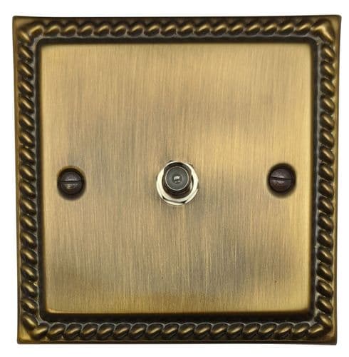 G&H MAB37 Monarch Roped Antique Brass 1 Gang Single Satellite Point Socket