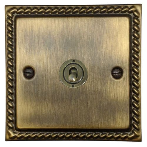 G&H MAB381-AB Monarch Roped Antique Brass 1 Gang 1 or 2 Way Toggle Light Switch