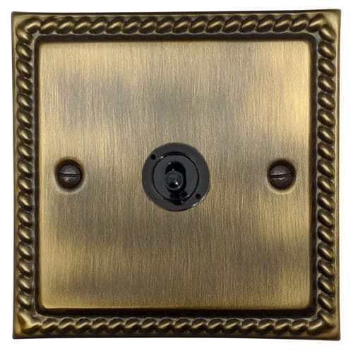 G&H MAB381-FBK Monarch Roped Antique Brass 1 Gang 2 Way Toggle Light Switch