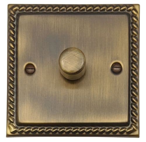 G&H MAB521 Monarch Roped Antique Brass 1 Gang 1 or 2 Way LED Dimmer Switch