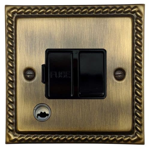 G&H MAB56B Monarch Roped Antique Brass 1 Gang Fused Spur 13A Switched & Flex Outlet