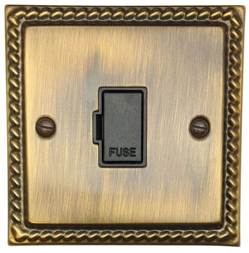 G&H MAB90B Monarch Roped Antique Brass 1 Gang Fused Spur 13A Unswitched