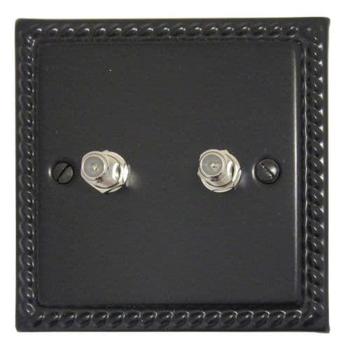 G&H MFB237 Monarch Roped Matt Black 2 Gang Satellite Socket Point