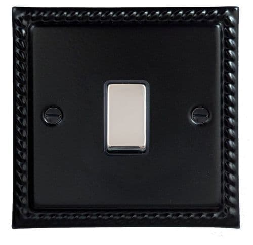 G&H MFB305-PC Monarch Roped Matt Black 1 Gang Intermediate Rocker Light Switch