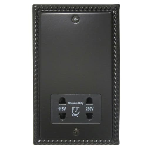 G&H MFB30B Monarch Roped Matt Black Dual Voltage Shaver Socket 115-230V