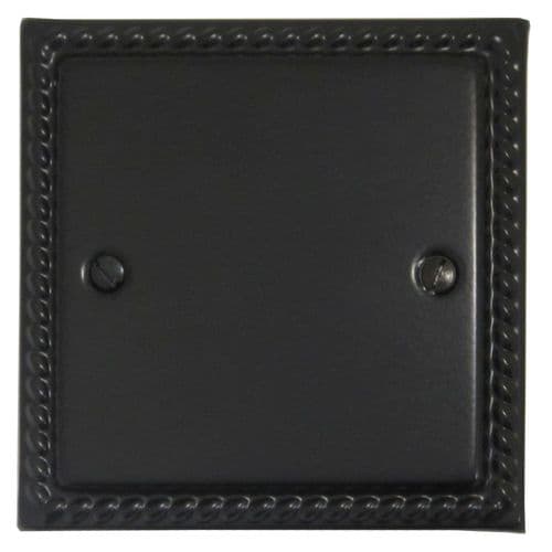 G&H MFB31 Monarch Roped Matt Black 1 Gang Single Blank Plate