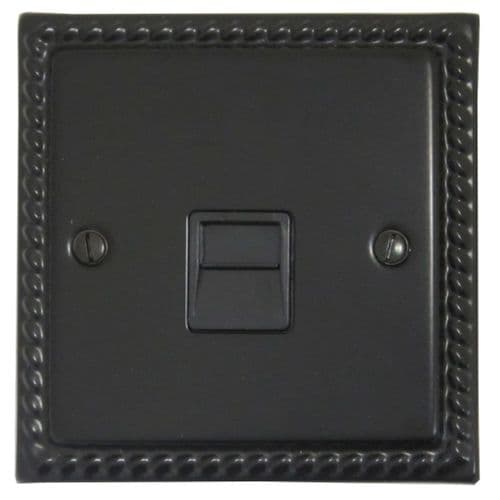 G&H MFB34B Monarch Roped Matt Black 1 Gang Slave BT Telephone Socket