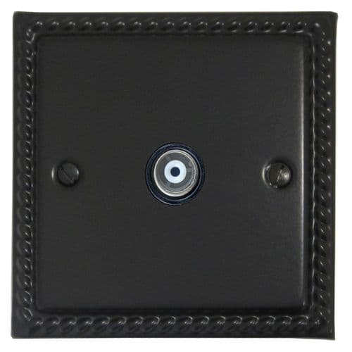 G&H MFB35B Monarch Roped Matt Black 1 Gang TV Coax Socket Point