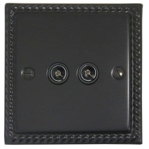 G&H MFB36B Monarch Roped Matt Black 2 Gang TV Coax Socket Point