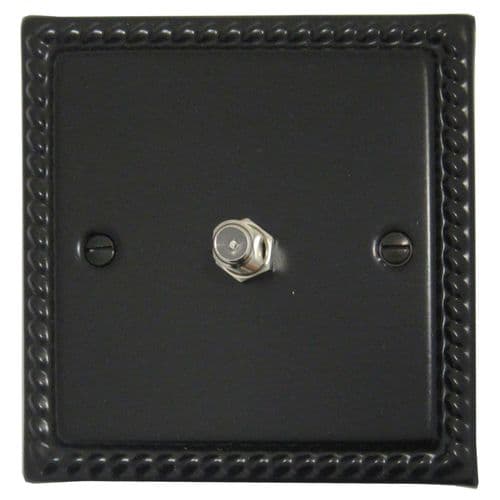 G&H MFB37 Monarch Roped Matt Black 1 Gang Single Satellite Point Socket