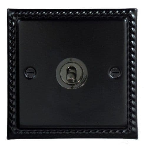 G&H MFB381-BN Monarch Roped Matt Black 1 Gang 2 Way Toggle Light Switch