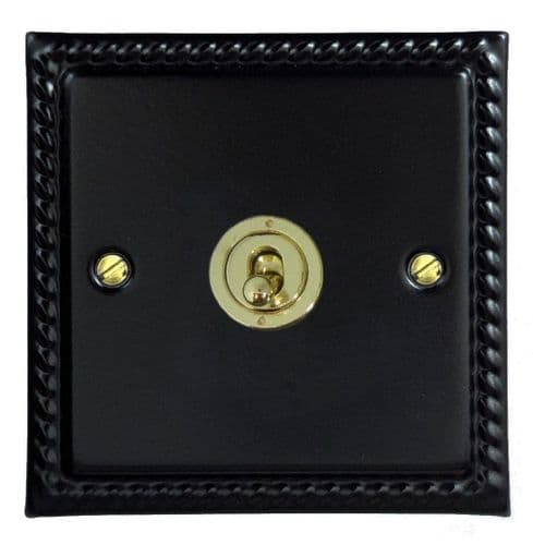 G&H MFB385-PB Monarch Roped Matt Black 1 Gang Intermediate Toggle Light Switch