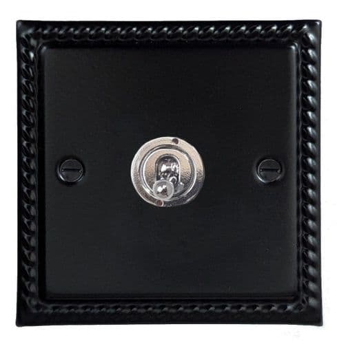 G&H MFB385-PC Monarch Roped Matt Black 1 Gang Intermediate Toggle Light Switch