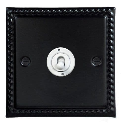 G&H MFB385-W Monarch Roped Matt Black 1 Gang Intermediate Toggle Light Switch