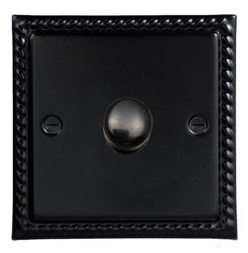 G&H MFB521-FBK Monarch Roped Matt Black 1 Gang 1 or 2 Way LED Dimmer Switch