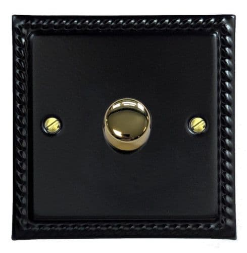 G&H MFB521-PB Monarch Roped Matt Black 1 Gang 1 or 2 Way LED Dimmer Switch