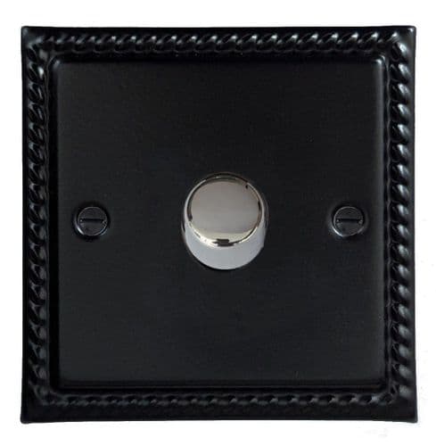 G&H MFB521-PC Monarch Roped Matt Black 1 Gang 1 or 2 Way LED Dimmer Switch