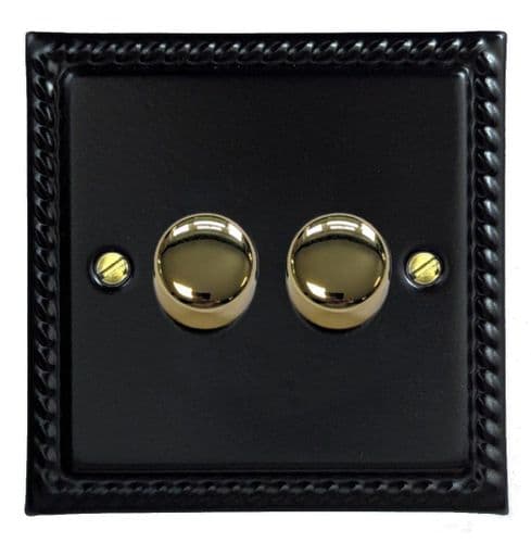 G&H MFB522-PB Monarch Roped Matt Black 2 Gang 1 or 2 Way LED Dimmer Switch