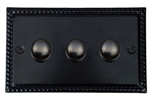 G&H MFB523-FBK Monarch Roped Matt Black 3 Gang 1 or 2 Way LED Dimmer Switch