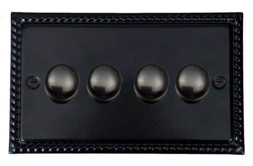 G&H MFB524-FBK Monarch Roped Matt Black 4 Gang 1 or 2 Way LED Dimmer Switch