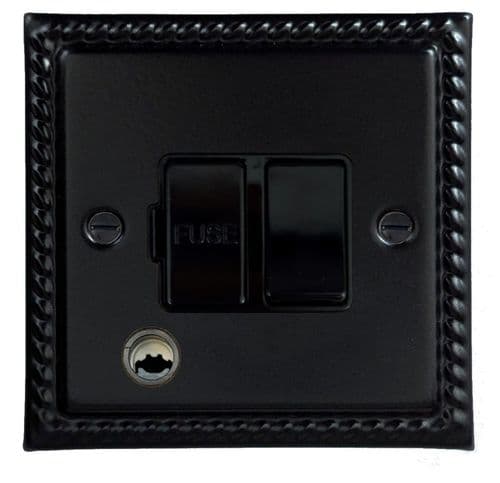 G&H MFB56B Monarch Roped Matt Black 1 Gang Fused Spur 13A Switched & Flex Outlet