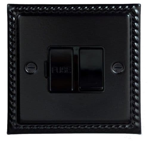 G&H MFB57B Monarch Roped Matt Black 1 Gang Fused Spur 13A Switched