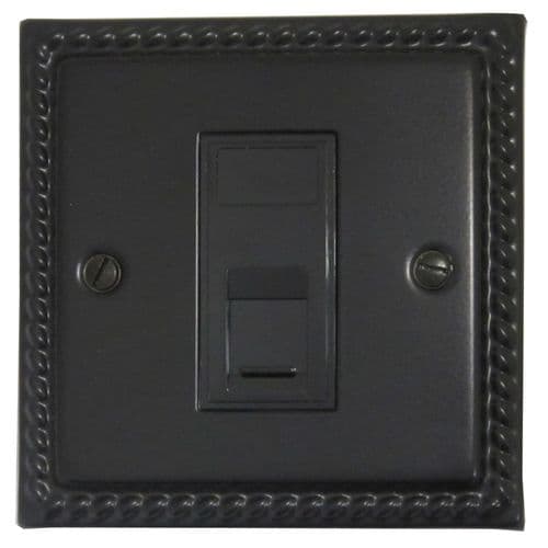 G&H MFB61B Monarch Roped Matt Black 1 Gang RJ45 Cat5e Data Socket